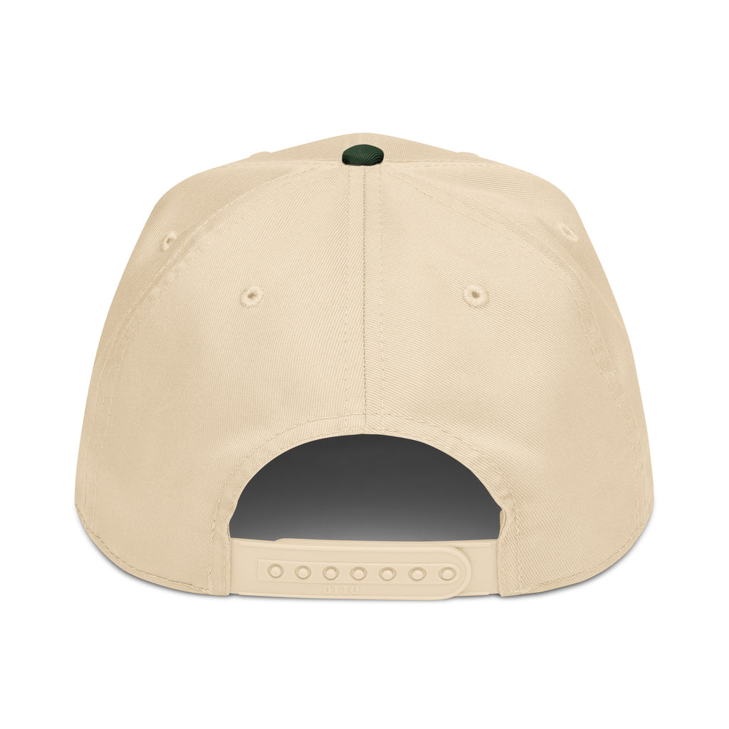 Jupina Baseball Cap in dark green with a natural crown, back view