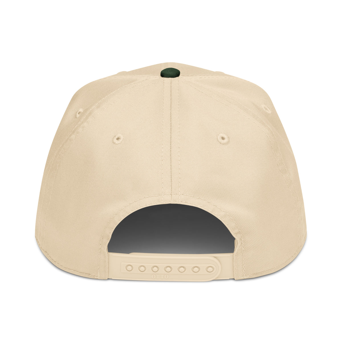 Jupina Baseball Cap in dark green with a natural crown, back view