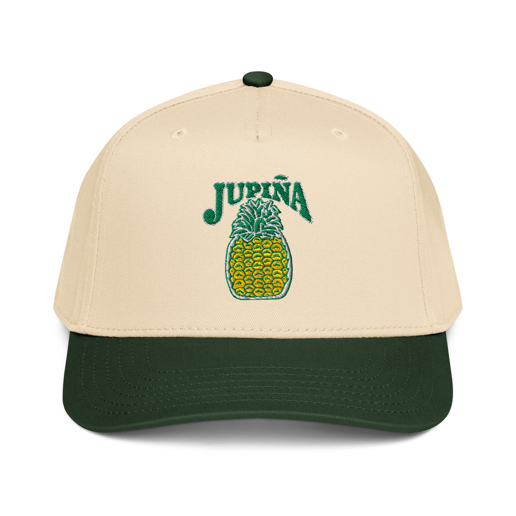 Jupina Baseball Cap in dark green with a natural crown, front view