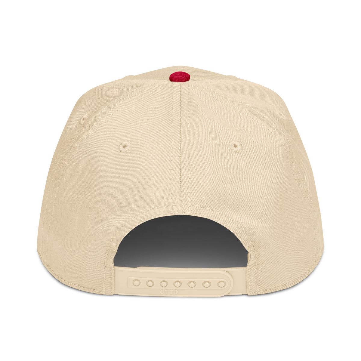 Materva Baseball Cap in red with a natural crown, back view