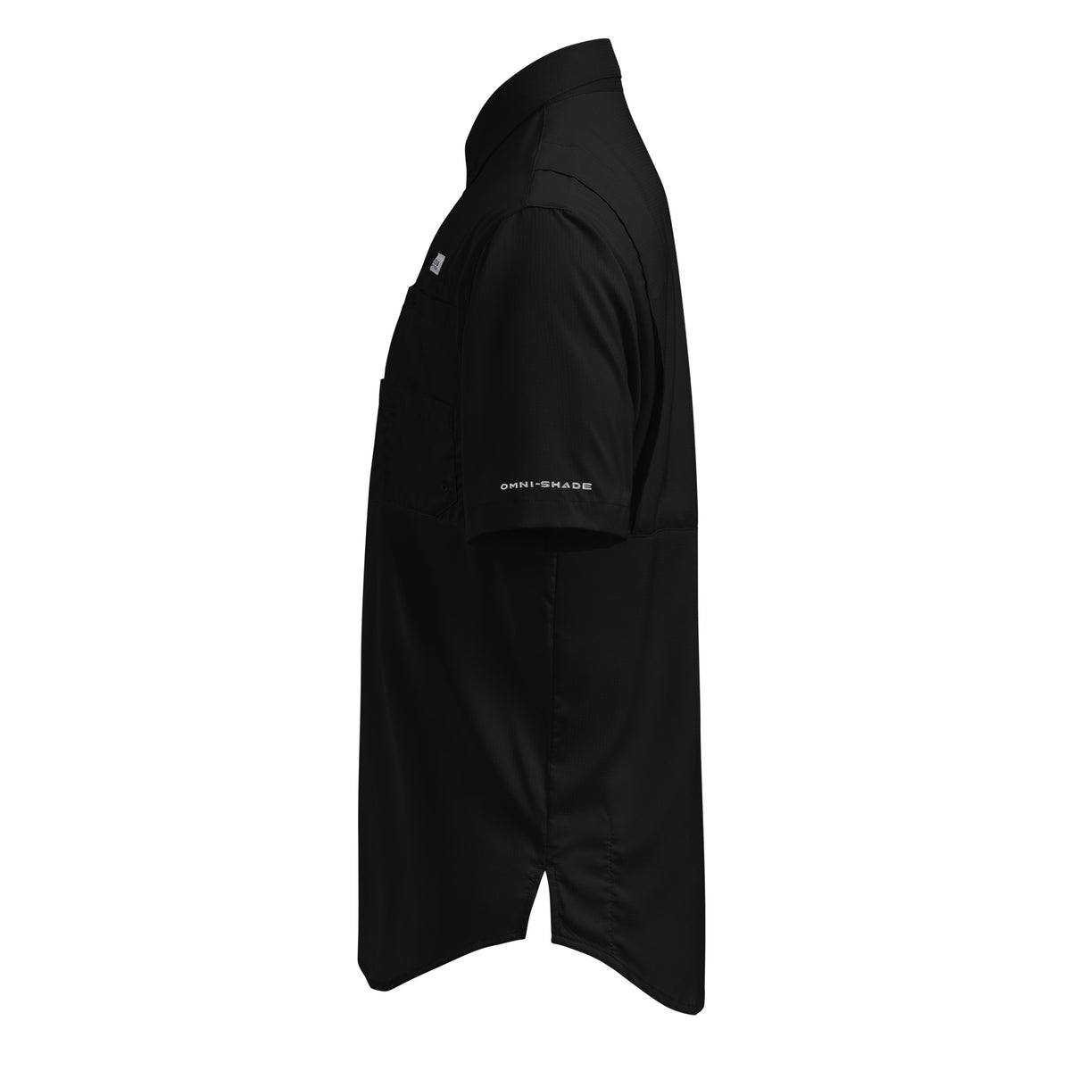 Materva Columbia short sleeve button shirt in black, left side view