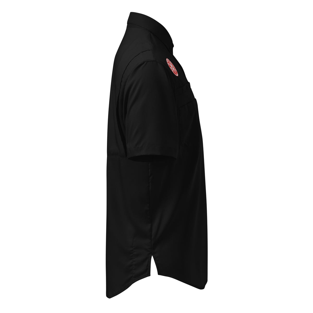 Materva Columbia short sleeve button shirt in black, right side view