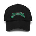 Jupina garment washed baseball cap in black, front view