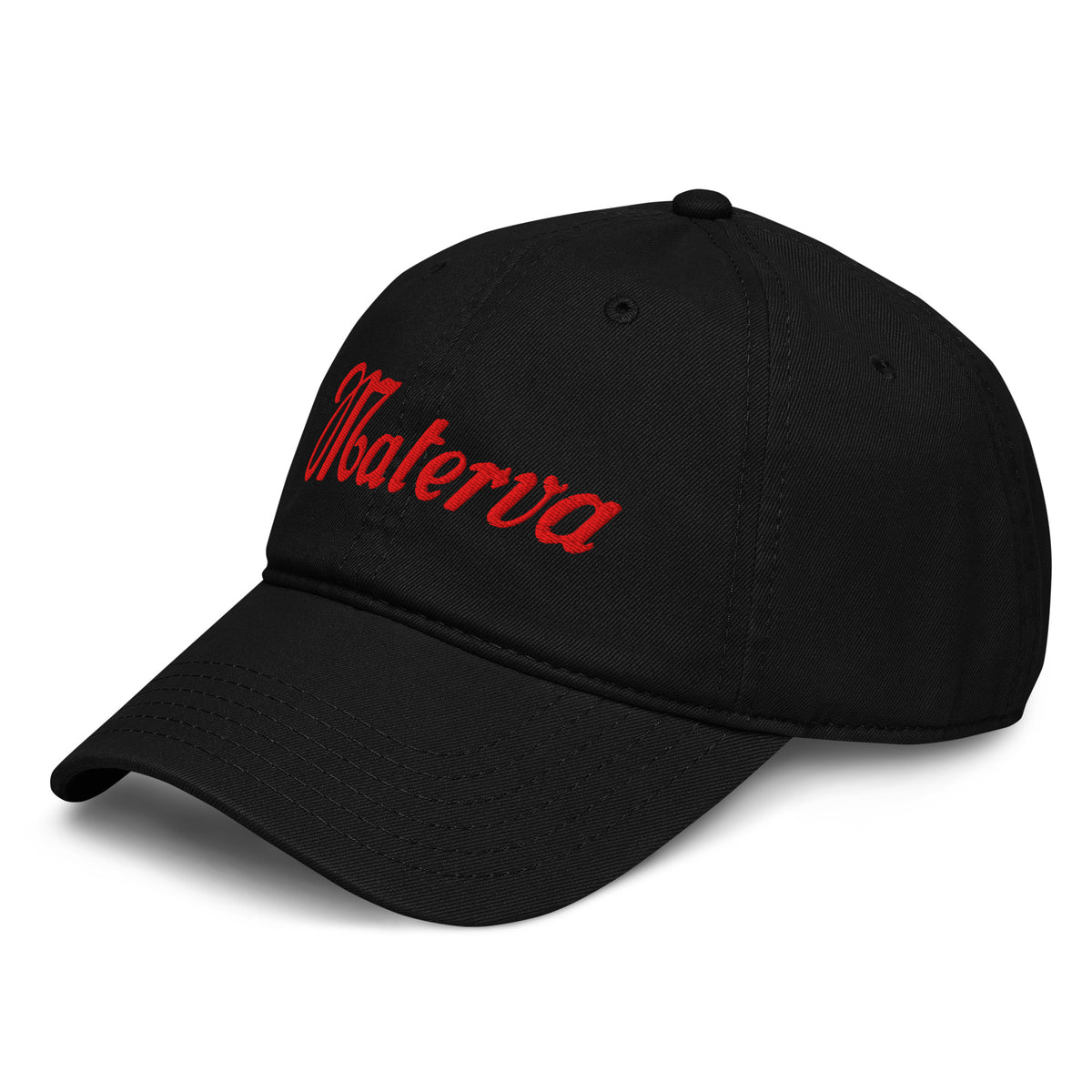 Vintage Materva Dad Cap in black, angled front-left view