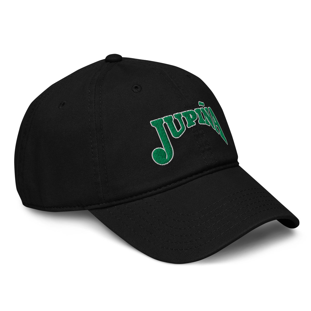 Jupina garment washed baseball cap in black, angled front-right view