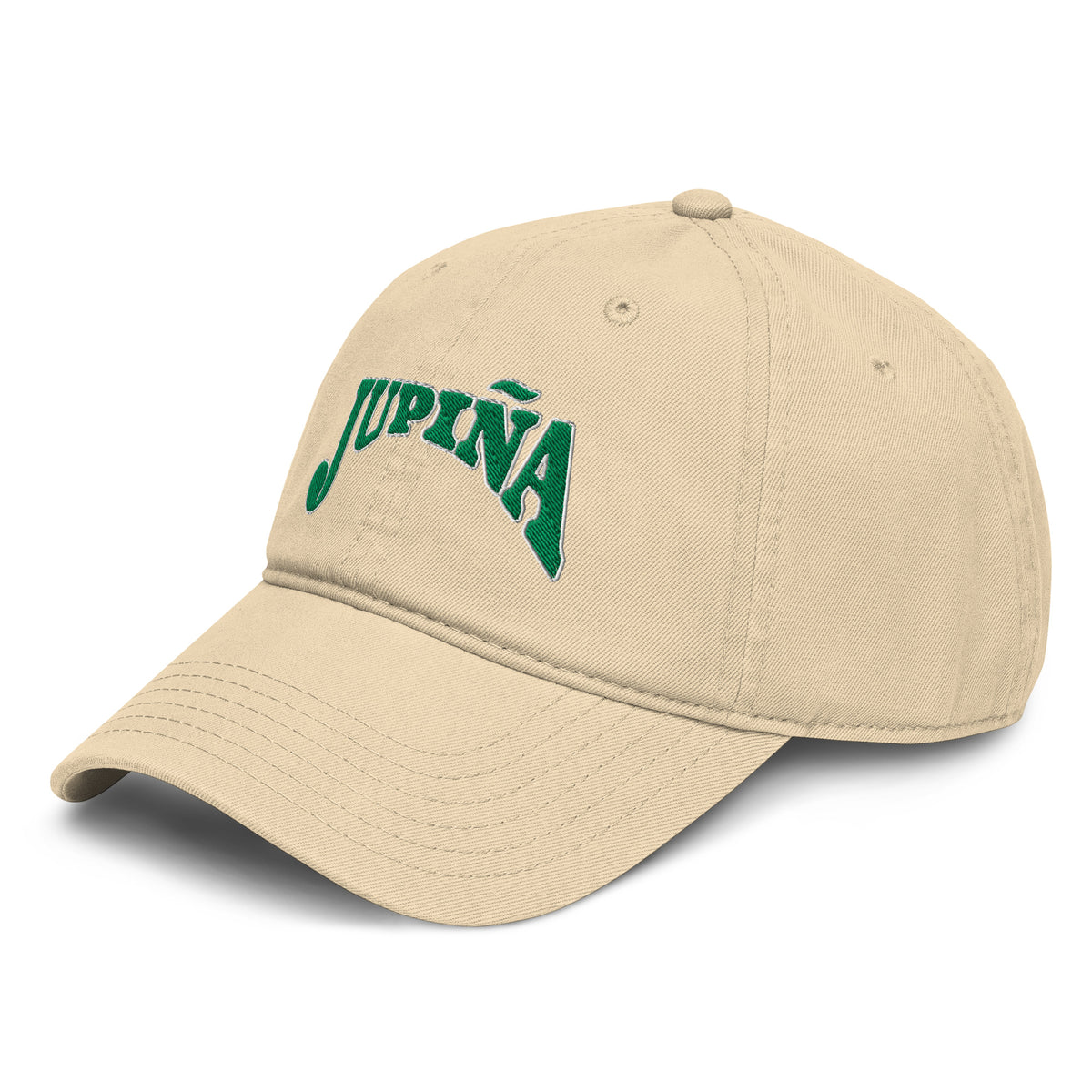 Jupina garment washed baseball cap in khaki, angled front-left view
