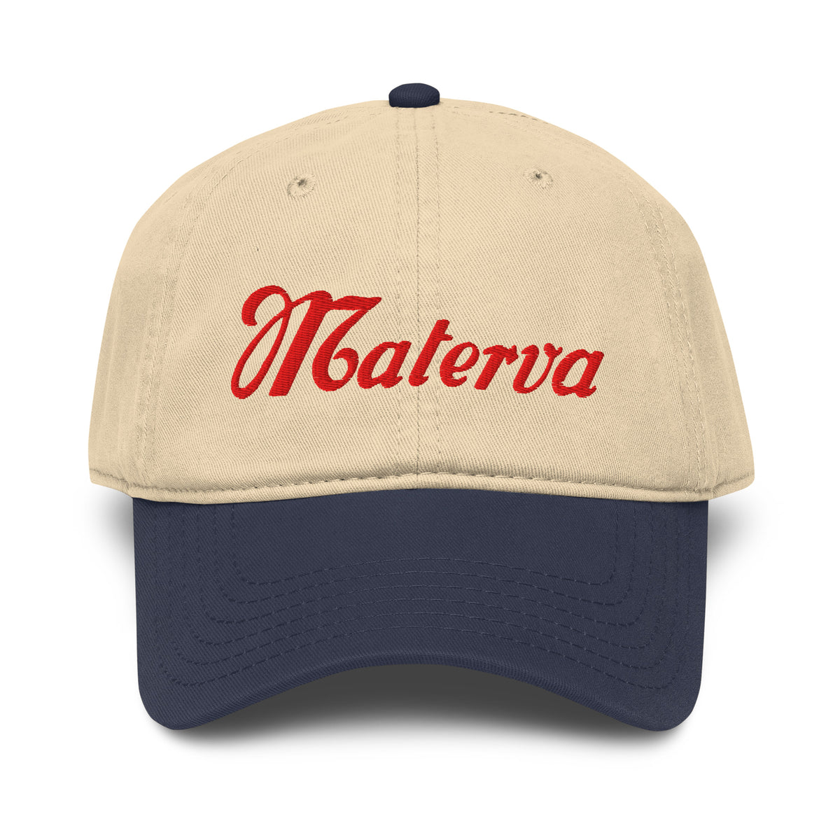 Vintage Materva Dad Cap in navy and khaki, front view