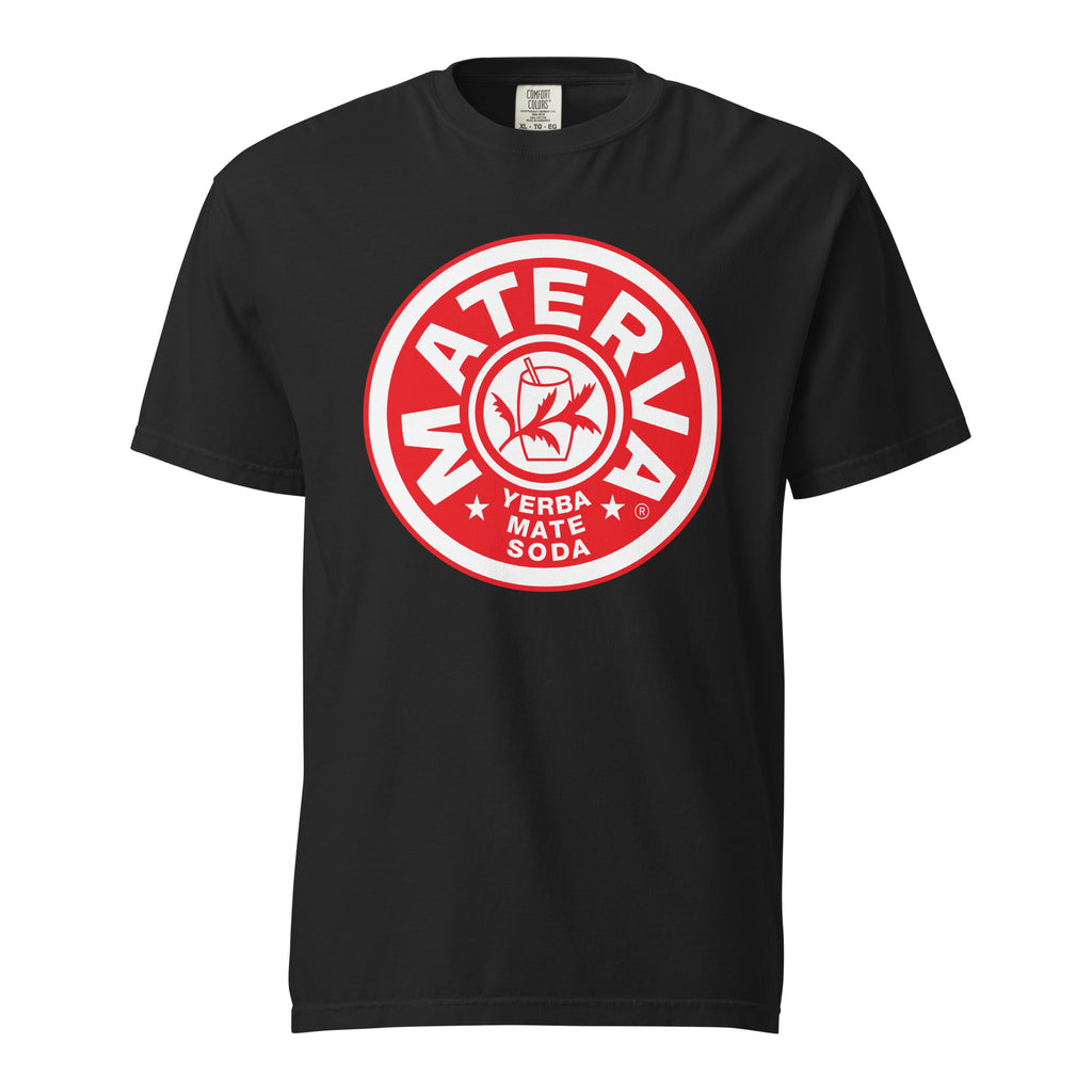 Front Logo garment-dyed heavyweight t-shirt in black, front view