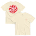 Throwback Bottle Logo Tee in ivory, shown front and back