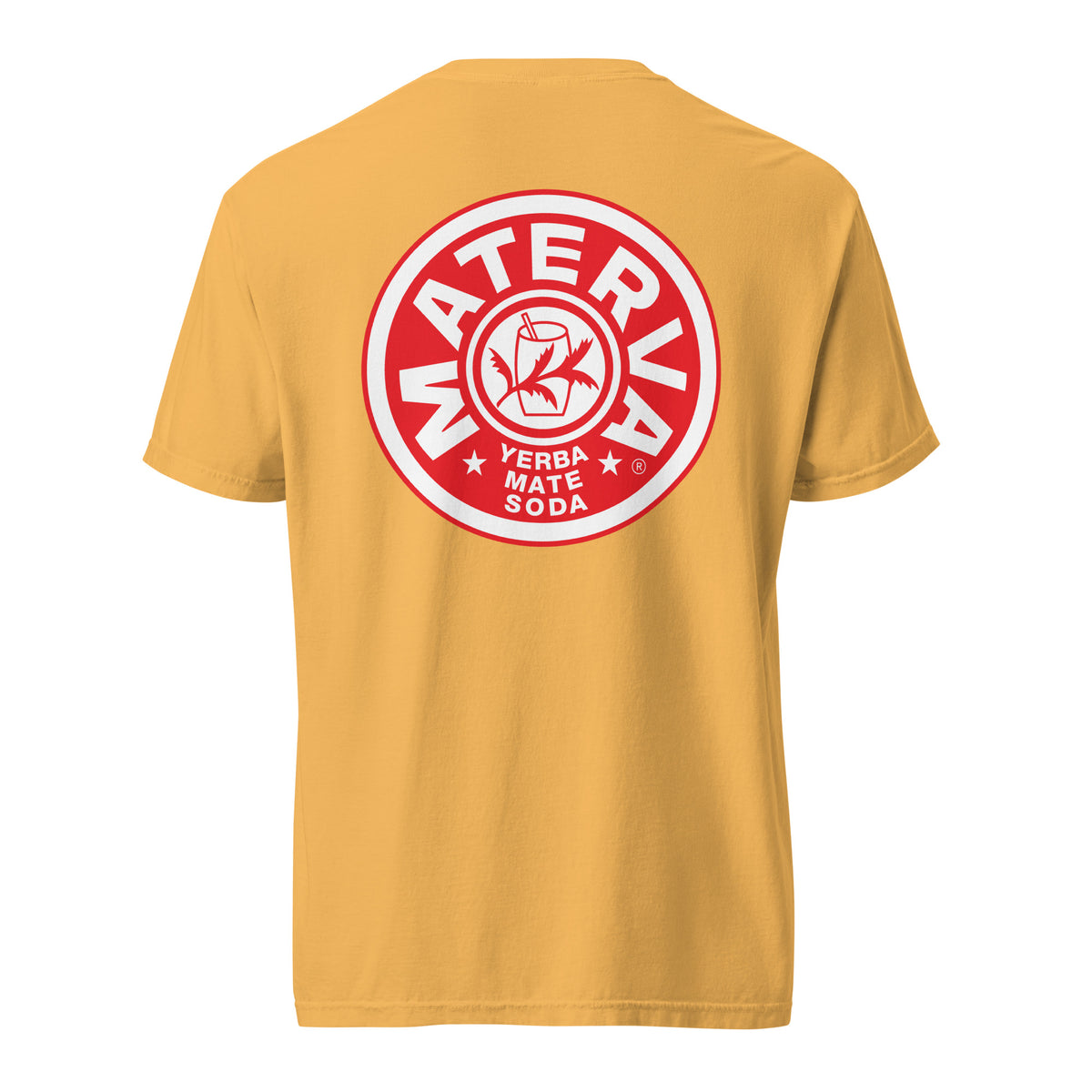Vintage Materva Logo Tee in mustard, back view