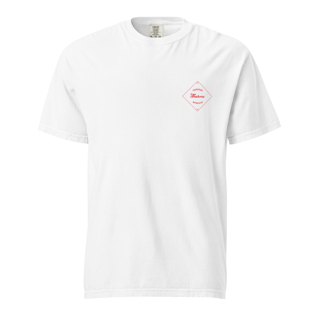 Throwback Bottle Logo Tee in white, front view