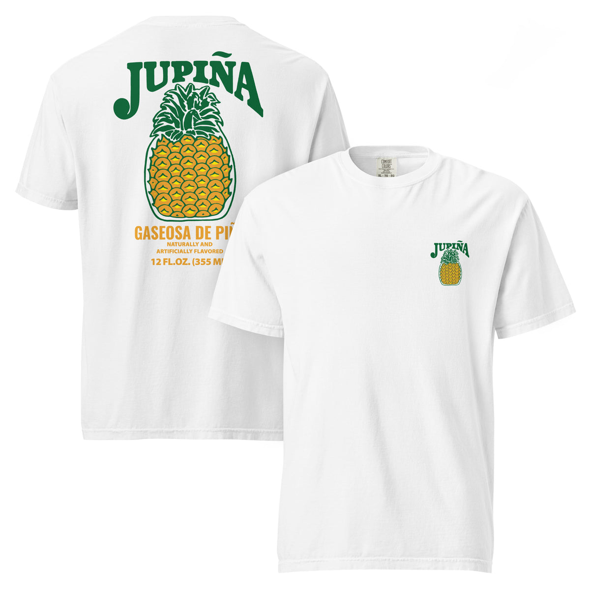 Classic Jupina Tee in white, shown front and back